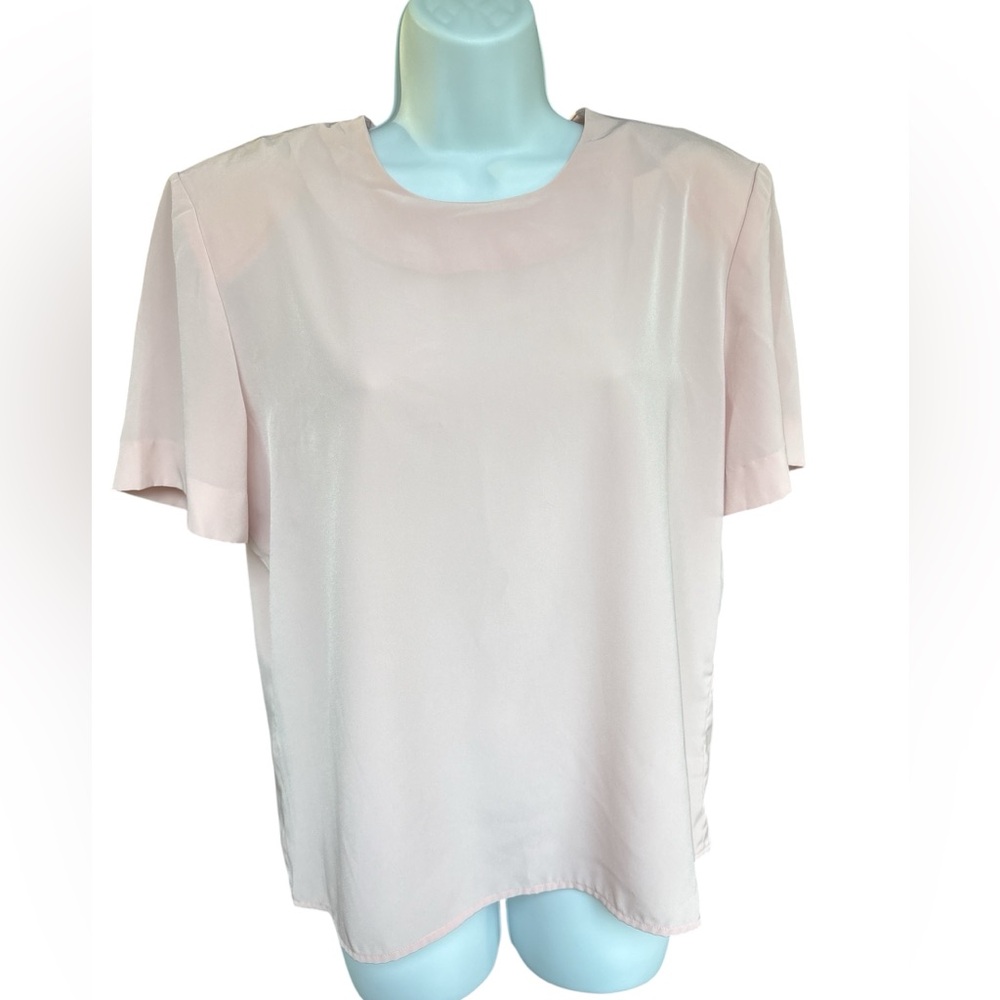 Kasper - True 80s Vintage Dusty Rose Pink Women's Short Sleeve Top - 14 L XL